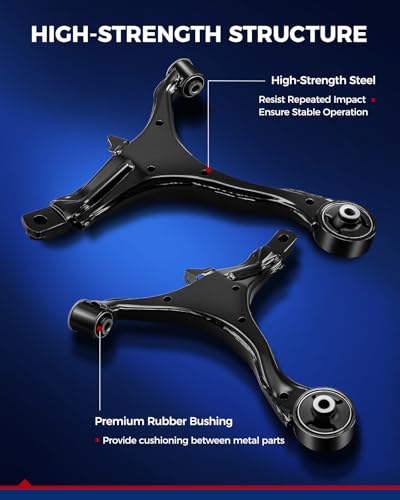 KAX Upgraded 12pcs Front Lower Control Arm Suspension Kit for 𝐇𝐨𝐧𝐝𝐚 𝐂𝐑-𝐕 2002-2006, 2 Lower Control Arms, 2 Ball Joints, 2 Sway Bar Links, 6 Tie Rods & Boots, K640399 K640400 K80223 ES3581 - size: CRV 2002-2006