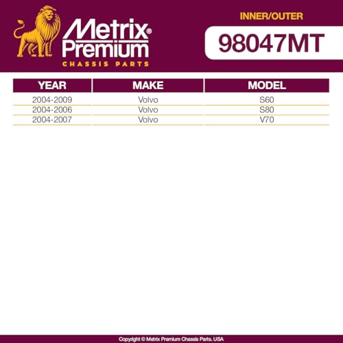Metrix Premium Chassis Parts Inner & Outer Tie Rod End Kit Fits Volvo S60 - size: 98047MT