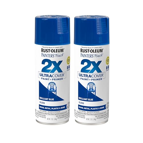 Rust-Oleum Painter's Touch 2X Ultra Cover Spray Paint, Gloss Brilliant Blue - color: Gloss Brilliant Blue, size: 12 Ounce (Pack of 2)