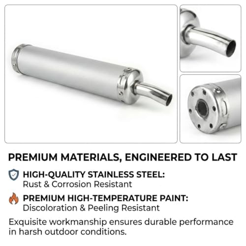BADASS SHARKS 22mm 2-Stroke Exhaust Muffler For 50cc-150cc Dirt Bike - color: Metallic silver