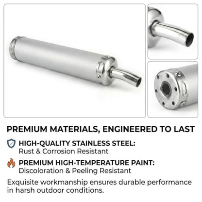 BADASS SHARKS 22mm 2-Stroke Exhaust Muffler For 50cc-150cc Dirt Bike - color: Metallic silver