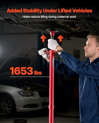 VEVOR Underhoist Support Stand, 3/4 Ton (1653 lbs) Capacity Under Hoist Jack Stand with Two Wheels, Lifting from 51.97" to 80", Bearing Mounted Spin Handle, Foot Pedal, Support Vehicle Components