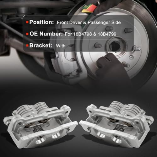 cciyu Front Left & Right Disc Brake Calipers Assembly 18B4798 18B4799 - size: Front[18B4798+18B4799]