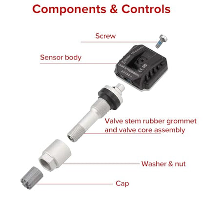 LAUNCH X-431 TSENSOR-05 TPMS Sensor 315MHz/433MHz Dual Frequency Adjustable Angle Rubber Valve Tire Pressure Monitor System Programmable Replace OE-Sensor/1pack (1)