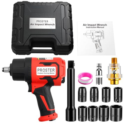 Proster 1/2" Air Impact Wrench High Torque 1600ft-lb 8pc Socket Kit 4.4lb - size: 1/2 Inch