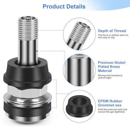 6-Pack TR416 Tire Valve Stems, High Pressure 200 PSI Tubeless Valve Stems, Brass Valve Stems, 1-1/2" Schrader Valve, Fits 0.453" & 0.625" Rim Holes for Cars/Trucks/SUVs/ATVs/Trailers - size: 6PCS