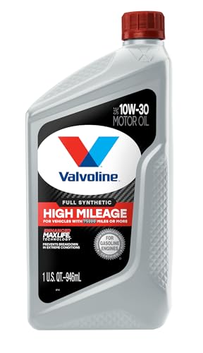 Valvoline Full Synthetic High Mileage with MaxLife Technology 10W-30 Motor Oil 1 QT - size: 1 qt (Pack of 1), style: Full Synthetic High Mileage