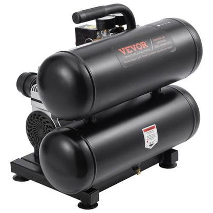 VEVOR Air Compressor, 4.6 Gallon Steel Tank, 1HP 2.2CFM@90 PSI Oil Free Air Compressor & Max 120PSI Pressure, 80dB Ultra Quiet Portable Compressor for Auto Repair, Tire Inflation, Spray Painting, 120V - size: 4.6 Gallon