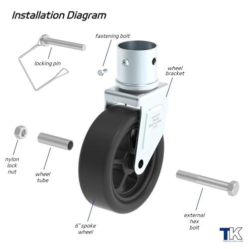 1500lbs 6" Trailer Jack Swivel Caster Replacement with Spoked Wheel - color: Silver