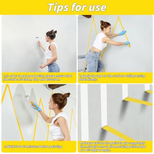 Oleitodh 42 Rolls Yellow Painters Tape 1 Inch x 55 Yards Masking Tape Bulk - color: Yellow, size: 1In x 55Y - 42Pack