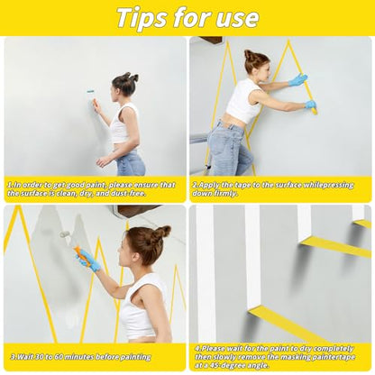 Oleitodh 42 Rolls Yellow Painters Tape 1 Inch x 55 Yards Masking Tape Bulk - color: Yellow, size: 1In x 55Y - 42Pack