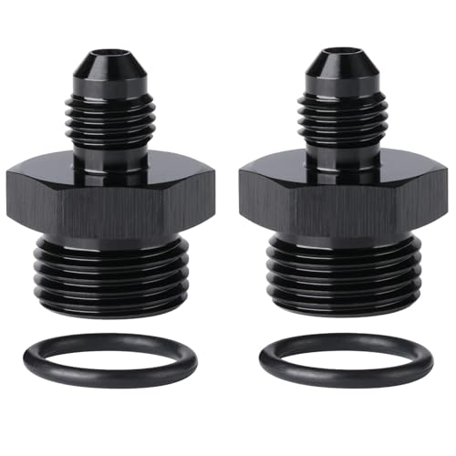 4AN Male Flare to 8AN ORB O-ring Boss Fuel Pump Rail Adapter Fitting Aluminum Black, Pack of 2 - color: Black - 2PCS, size: 4AN to 8AN ORB