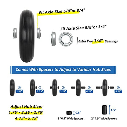 GICOOL 4.00-6 Flat Free Tire and Wheel, 13'' Solid Wheelbarrow Tire, 1 PK