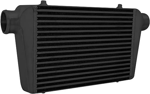 AF90-1001BLK Universal Front Mount Intercooler 450x300x76mm Tube & Fin 3" Inlet & Outlet Aluminum Intercooler Black