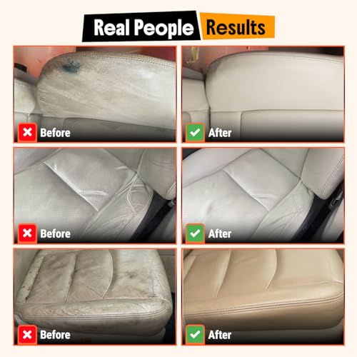 Car Leather Cleaner and Conditioner - pH Neutral, Non-Toxic & Non-Greasy - Gently Cleans, Restores and Protects Leather Seats and Interior - Safe for Leather Furniture, Couch & Sofa - 36 fl. Oz. Kit - style: Leather Cleaner and Conditioner