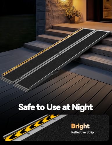 FACHNUO 8FT Portable Wheelchair Ramp for Home Steps, with Support Legs - size: 8FT(Using height 8-24'')