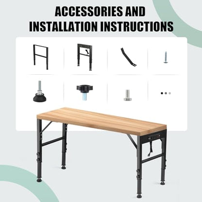 OLBRUS 19.6-Inch Depth Workbench Frame with Floor Protectors - size: Power Outlets / Rubber Pad