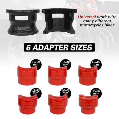 MOTO4U Motor Bike Fork Seal Driver Kit, Universal Motorcycle Fork Seal Driver Tool with 12 Plastic fork seal driver and 2 steel bodies,Fork Saver Dirt Bike (35-50mm,Red)