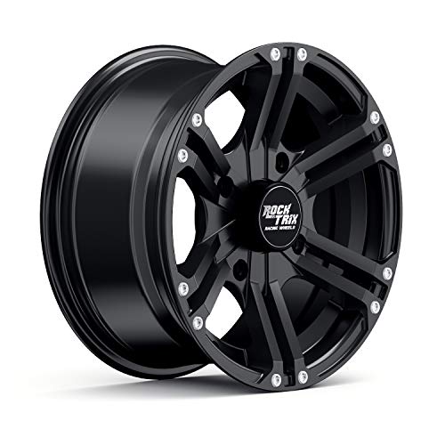 RockTrix RT101 15x7 ATV UTV Wheel 4x110 4+3 Offset, Matte Black, 4pc Set - size: 15x7 (4+3)