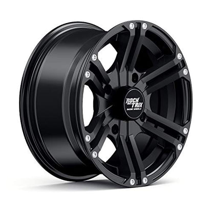RockTrix RT101 15x7 ATV UTV Wheel 4x110 4+3 Offset, Matte Black, 4pc Set - size: 15x7 (4+3)
