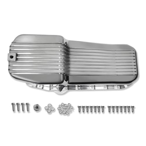 Finned Polished Oil Pan for Chevy SBC 265 283 305 350 400 1955-1979 - color: Polished, size: 1955-1979 SBC