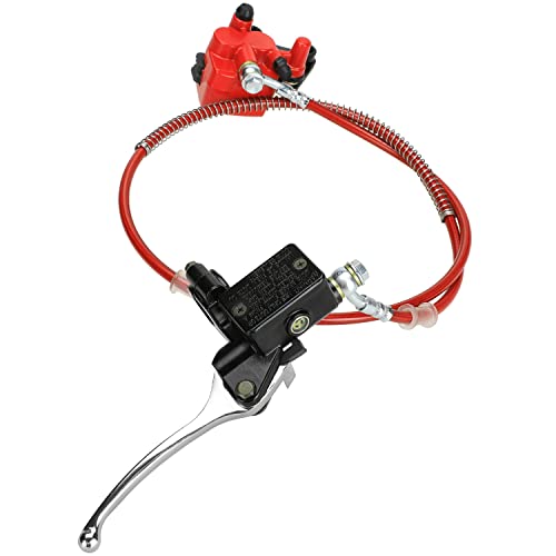 FVRITO Front Disc Hydraulic Brake Master Cylinder Caliper Handle Lever Line Assembly with Brake Pads for 50cc 70cc 90cc 110cc 125cc SSR TaoTao Apollo Coolster Moped Scooter Chinese Pit Dirt Bike Red - color: Red