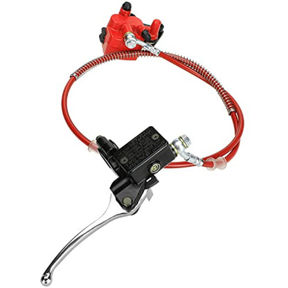 FVRITO Front Disc Hydraulic Brake Master Cylinder Caliper Handle Lever Line Assembly with Brake Pads for 50cc 70cc 90cc 110cc 125cc SSR TaoTao Apollo Coolster Moped Scooter Chinese Pit Dirt Bike Red - color: Red