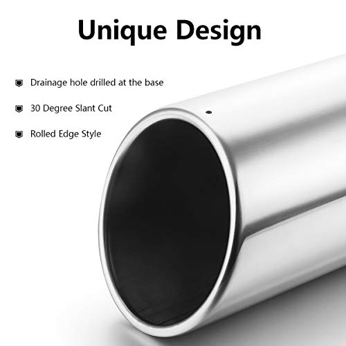 Exhaust Tip 3" Inlet to 5" Outlet, A-KARCK 12" Overall Length Polishing Bolt On Exhaust Tailpipe Tip Protect Tailpipe - size: 3" Inlet 5" Outlet 12" Long, style: POLISHED