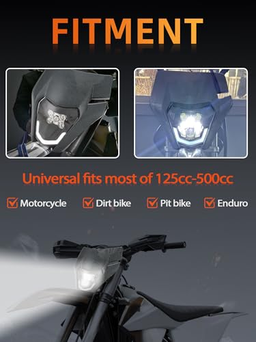 JFG RACING Dirt Bike Universal Headlight LED,Carbon Fiber Pattern - color: imitation carbon fiber