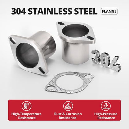 EVIL ENERGY 2 Bolt Exhaust Flange Repair Piping Kit, 304 Stainless Steel Exhaust Flange and Gasket Set with Bolts and Nuts, Universal Flange Replacement Kit for Quick Fix Repair (2.5") - size: 2.5"