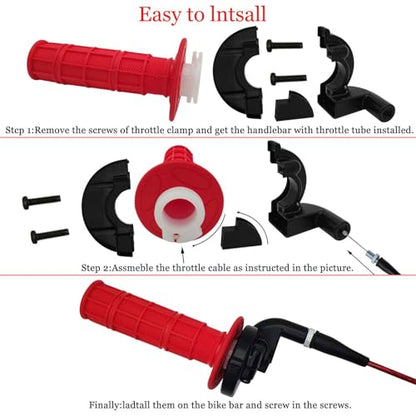 7/8 22mm Twist Throttle Accelerator Handle Grips,Mini Bike Throttle Cable Kit,Throttle Cable Kit for 50cc 90cc 110cc 125cc150cc 200cc 250cc 4-Stroke Dirt Bike,mini Bike Pocket Bike.(red) - color: Red