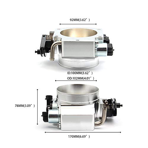 92mm Throttle Body for LS1 LS2 LS6 LS3 LS LS7 SX LS 4 Bolt Throttle Body with Throttle Position Sensors TPS IAC Aluminum Silver - size: 92MM Silver with TPS IAC