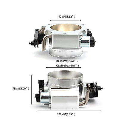 92mm Throttle Body for LS1 LS2 LS6 LS3 LS LS7 SX LS 4 Bolt Throttle Body with Throttle Position Sensors TPS IAC Aluminum Silver - size: 92MM Silver with TPS IAC