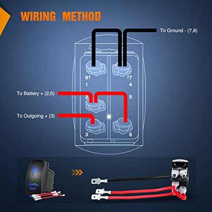 Nilight 90007B Lighted Whip Rocker Switch LED Light Bar 5Pin Laser On/Off LED Light 20A/12V 10A/24V Switch jumper wires set for Jeep Boat Trucks,2 years Warranty , Blue - color: Blue, size: LIGHTED WHIP
