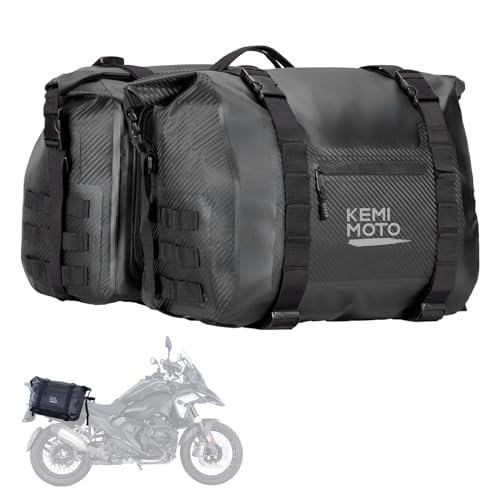 KEMIMOTO PVC Waterproof Motorcycle Saddlebags 50L Adventure Dual Sport Bike - color: Black