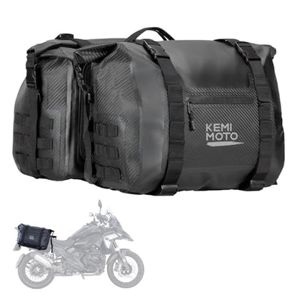 KEMIMOTO PVC Waterproof Motorcycle Saddlebags 50L Adventure Dual Sport Bike - color: Black