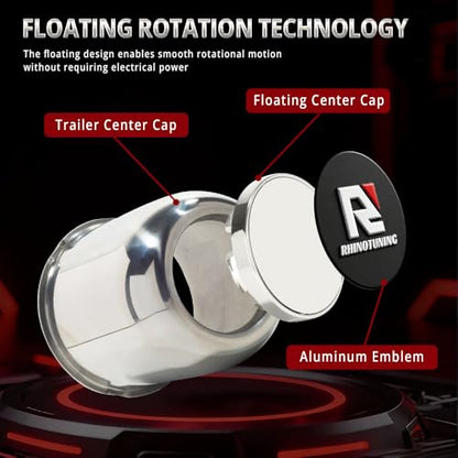 RTrhinotuning 3.74" Floating Wheel Center Caps Stainless Steel Self-Leveling Emblem Trailer Hub Caps Push Through Truck Rim Center Caps Chrome 4.33" Height 4 PCS - color: Chrome, size: 3.74" Center Hole, 4.33" Height