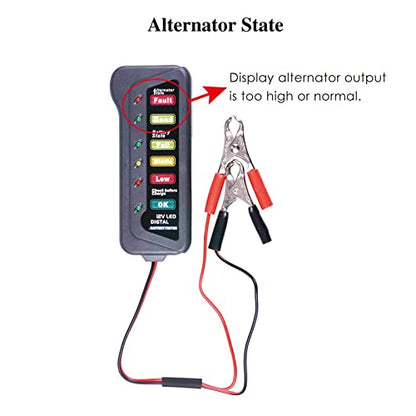 BI007 12V Battery and Alternator Tester, 6 LED Indicators