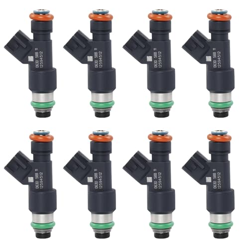 FJ977 Fuel Injector Set 8Pcs 4Holes, Compatible with 2007-2009 Chevrolet GMC Tahoe Suburban Avalanche Silverado Express 1500 Yukon Savana 1500 Sierra 1500 5.3L V8 Engine, Replace# 217-2436