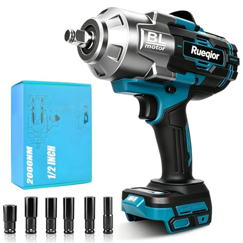 Cordless Impact Wrench 1/2" Compatible with Makita 18V Battery - color: Blue 2000n 1/2in