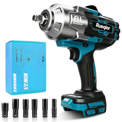 Cordless Impact Wrench 1/2" Compatible with Makita 18V Battery - color: Blue 2000n 1/2in