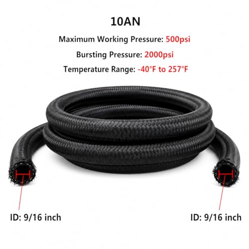 Ucreative 10FT AN10 CPE Nylon Braided Fuel Line Hose & Fitting Kit - size: 10AN
