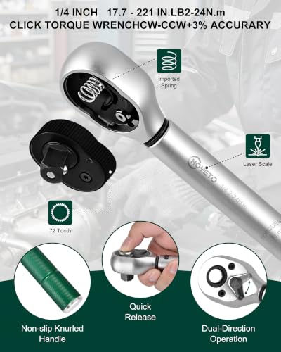 1/4" Drive 53Pcs Click Torque Wrench Set, 2-24 Nm - size: 1/4" 53PCS