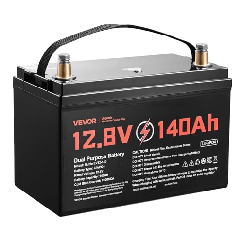 VEVOR 12V 140Ah LiFePO4 Dual Purpose Battery, 1000CCA BCI Group 31 Deep Cycle & Starter Lithium Battery, Built-in Smart BMS, Automotive Start-Stop for RV, Marine, Trolling Motor, Car & Engine Starting - style: Group 31 140Ah 1000CCA