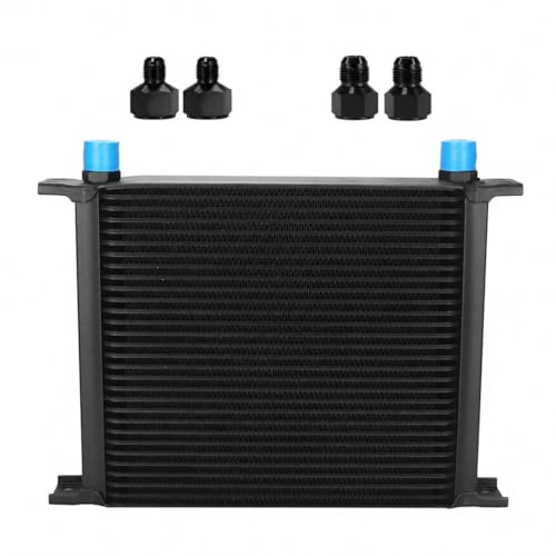 Ucreative 30 Row AN10 Stacked Plate Aluminum Engine Transmission Oil Cooler - size: 30 Row with Adapters