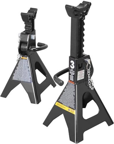 Torin AT43002AB-1 Double Locking Steel Jack Stands, 3 Ton (6,000 LBs) Capacity, Black, 1 Pair - style: Double Locking