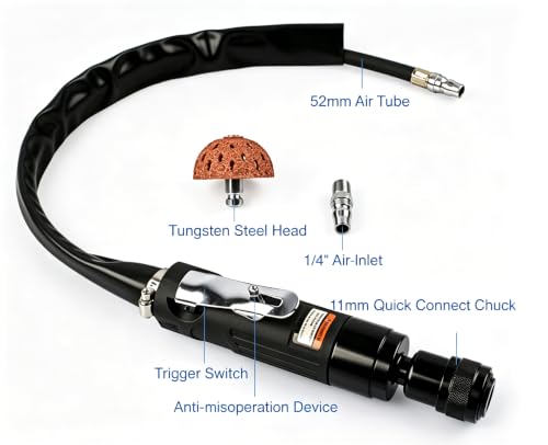 Low Speed Tire Repair Kit, 2500RPM Air Tire Buffer Tire Patch Kit, Pneumatic Tire Buffing Wheel, Grinding Cutting Deburring Polishing Machine, Cleaning Tool, Rear Exhaust, Tungsten Steel Head