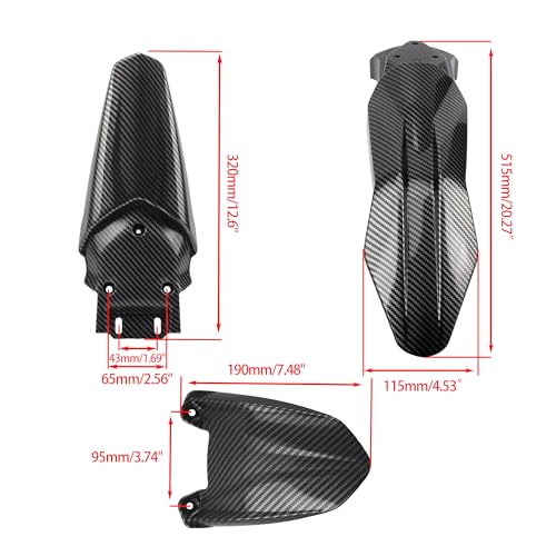 Motorcycle Fender Set Shock Front Rear Mudguard Fender Protector Compatible with Talaria Sting MX3 MX4 Electric Dirt Bike Imitation Carbon Fiber - color: Fender Kit, size: Carbon Fiber