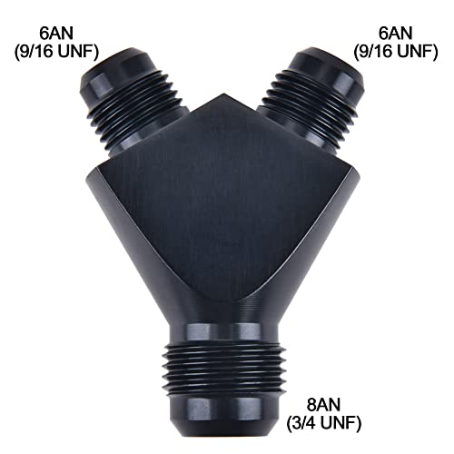 EVIL ENERGY 8AN to 6AN 6AN Y Block Flare Fitting Adapter Union Splitter Black - size: 8AN to 2 × 6AN