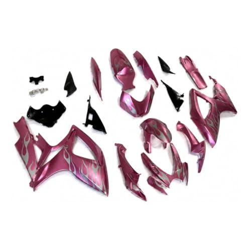 YTL -Pink Silver Flames Full Fairing Fit for Suzuki 2006-2007 GSXR 600/750 - color: 007-Pink Silver Flames